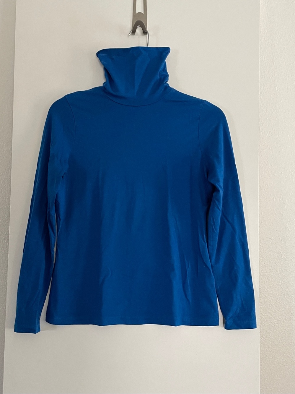 Lands End Cotton Blend Lightweight Turtleneck Sweater Royal Blue